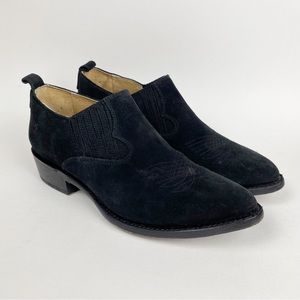 Frye Billy Shootie Ankle Boots Suede Black